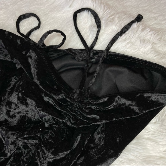 NWT XXL madden girl Crushed velvet black long sleeve stretchy ruched dress - Picture 7 of 8